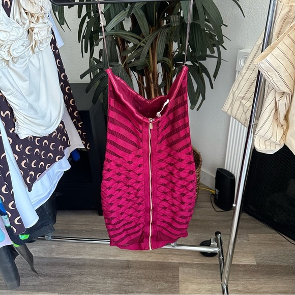 House of CB Burgundy Strapless Midi Dress - Picture 4 of 7